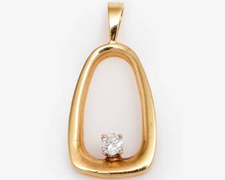 Lot 225: 14k Open Style Pendant + Diamond