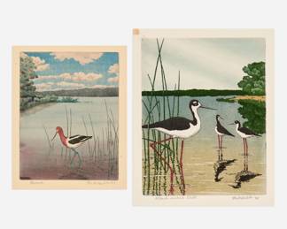 Lot 80: Maurice Bebb "Avocet" and "Black-Necked Stilt" Color Aquatints