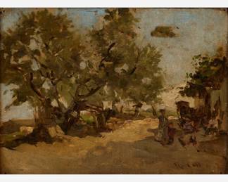 Lot 151: Ramon Call Oil Landscape on Board (ca. 1889)