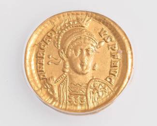 Lot 105: Arcadius Solidus Gold Coin, ICG AU58 (Eastern Roman, 383-408 AD)