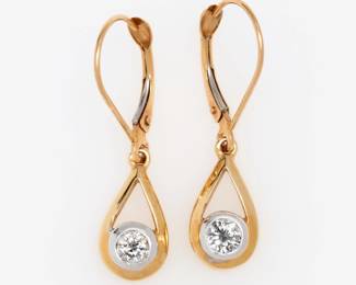 Lot 230: 14k Diamond Teardrop Earrings, .50 ctw.