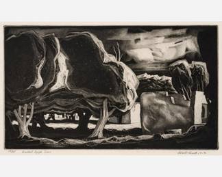 Lot 76: Doel Reed "Ancient Apple Trees" Aquatint (1948)