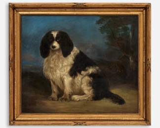 Lot 125: Antique British School Oil of a Cavalier King Charles Spaniel