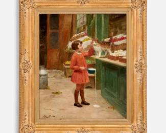 Lot 113: Victor Gilbert "Mon Chat" Oil on Canvas (ca. 1920)