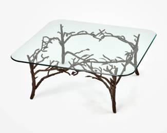 Lot 205: Giacometti-Style Faux-Bois Coffee Table