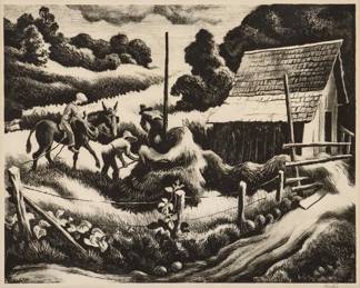 Lot 45: Thomas Hart Benton "Haystack" Lithograph (1938)