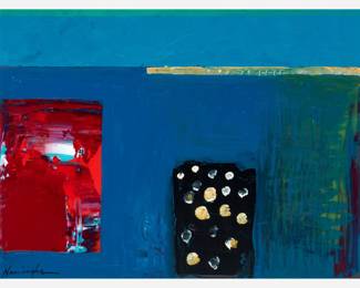 Lot 96: Dan Namingha "Landscape II" Acrylic on Paper (1997)
