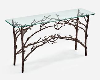 Lot 204: Giacometti-Style Faux-Bois Console