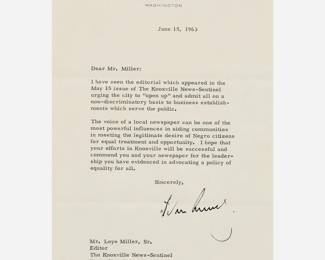 Lot 3: JFK Signed 1963 Letter on Racial Discrimination
