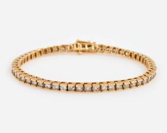 Lot 28: 14k Channel Link Diamond Tennis Bracelet, 3.64 ctw.