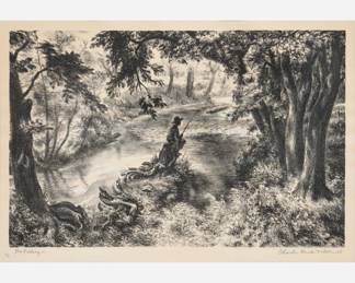 Lot 194: Charles Banks Wilson "Boy Fishing" Lithograph (1968)