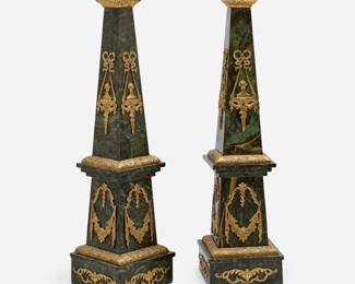 Lot 121: Louis XVI Style Pair of Marble & Ormolu Pedestals