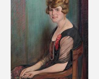 Lot 149: Bernhard Schneider-Blumberg 1927 Oil Portrait, Woman with Flowers