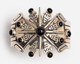 Lot 100: Gildardo Juarez Onyx Sterling Sunburst Cuff