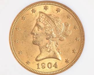 Lot 103: 1904 $10 Liberty Head Gold Coin (NGC MS62)