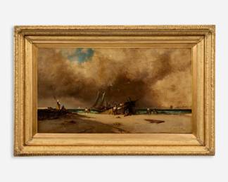 Lot 123: James Webb "Stranded" Oil on Canvas (1886)