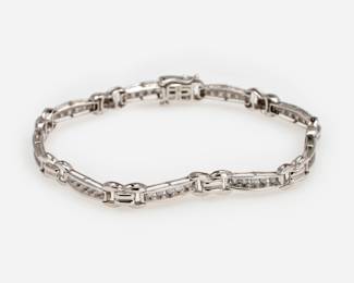 Lot 30: 14k Bracelet W/ Channel Set Diamonds