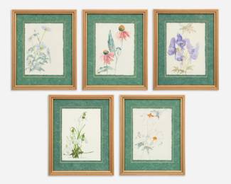 Lot 186: Bev Gegen Set of 5 Botanical Watercolors