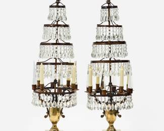 Lot 120: Pair of French Crystal Girandoles