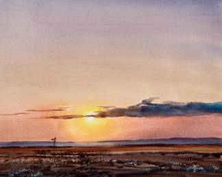 Lot 200: J.R. Hamil "Prairie Sunset" Watercolor
