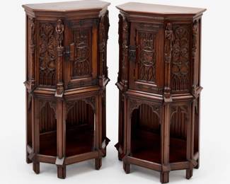 Lot 119: Pair of French Gothic Revival Cabinets