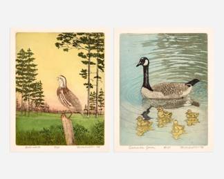 Lot 81: Maurice Bebb "Bob-White" and "Canada Geese" Color Aquatints (1979)