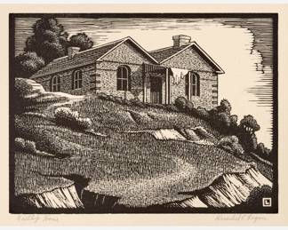 Lot 65: Herschel C. Logan "Hilltop Home" Woodcut (1934)
