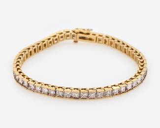 Lot 27: 14k Diamond Straight Line Tennis Bracelet, 5 ctw., 7.25 in. length