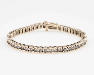 Lot 54: 14k Round Brilliant Diamond Tennis Bracelet, 2.5 ctw.