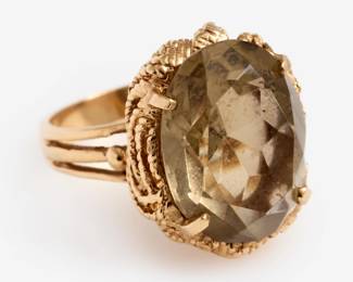 Lot 181: 14k Vintage Smokey Quartz Ring