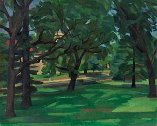 Lot 20: Wilbur Niewald "Trees at Linda Hall Library" Oil on Canvas