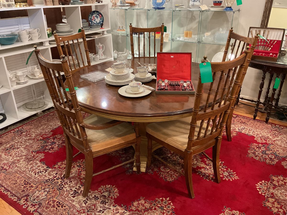 Nichols and Stone round dining table height: 30 