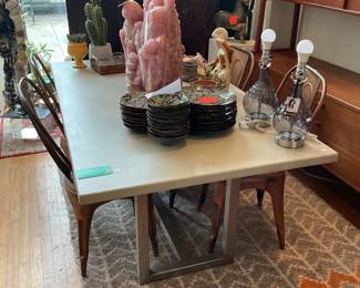 MCM concrete slab dining table 30” x 72” x 40” $2400 + tax