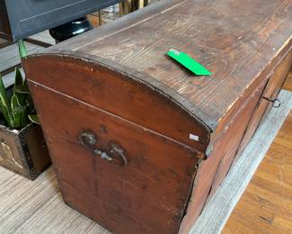 Large wooden antique trunk with key 27.5” x 44” x 25” $720 + tax
