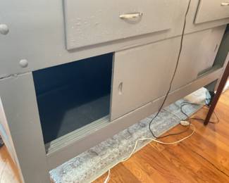 Butcher block island with storage and on wheels 38.5” x 69.5” x 25” $880 + tax