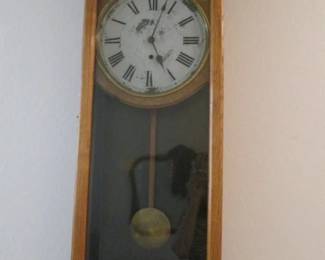 Antique Wall Clock, 16" X 6" X 46" High