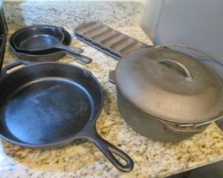 Cast Iron Cookware, Including 5 QT "Lodge" Dutch Oven