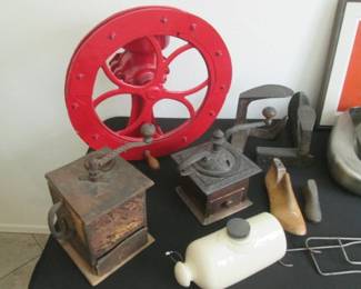 Antique & Vintage Coffee Grinders (Red Coffee Grinder, 19" High)