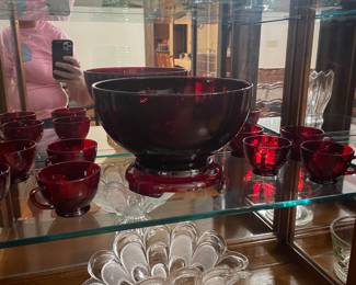 Vtg. Ruby Red punch bowl