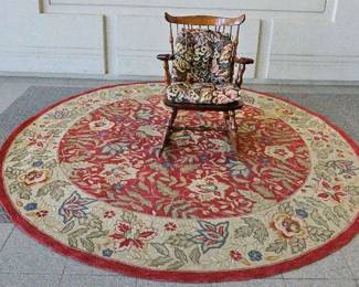 100 Wool Floral Round Area Rug Nichols Stone Rocking Chair