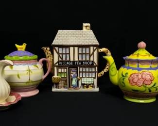 Whimsical HandPainted Ceramic Tea Set 4Piece Collection