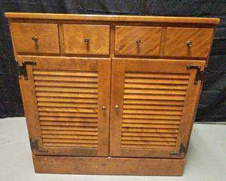 Ethan Allen Solid Wood Cabinet with Louvered Doors and Four Drawers