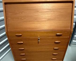 MidCentury Teak Secretary Desk with Interior Storage