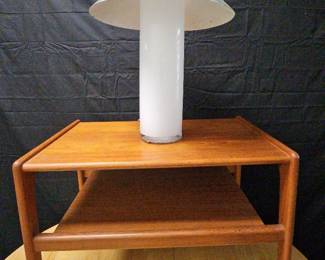 005 MidCentury Modern Teak Side Table and Sculptural Lamp Set