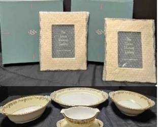 Noritake Rose China Serving Pieces Boxed Lenox Frames Platter, Bowls Gravy Boat