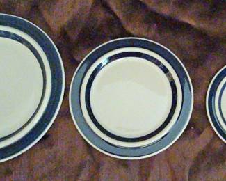 Arabia Finland BlueBanded Dinnerware Dinner, Salad Bread Plates Set