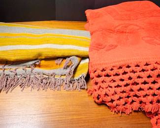 2 Large Vintage Woven Blankets Panos Greece Clavos Spain