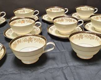 Noritake Rose China Japan Tea Set with 12 Cups, Saucers, Sugar Bowl Creamer