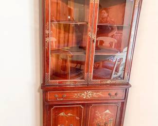 Asian- inspired hand painting corner cabinet 69h” x 33w”