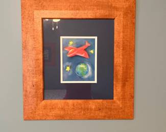 Art - Wood Framed - red plane 21w” x 23H”